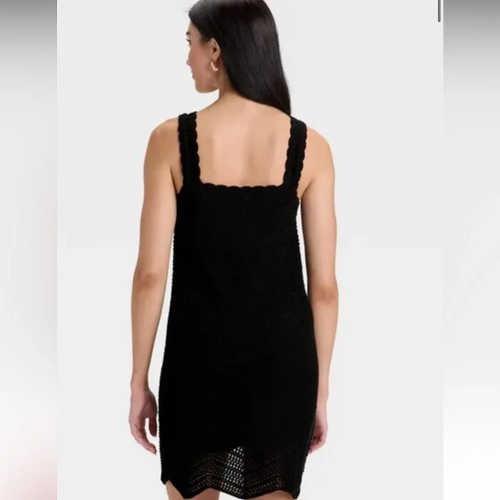 A New Day Women's Crochet‎ Mini Shift Black Dress